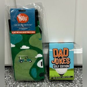 Golf Gift Bundle Lavley Socks + Dad Jokes Golf Edition Set NEW